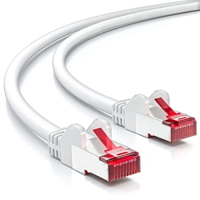 Abbildung von deleyCON 2m CAT6 Patchkabel S/FTP PIMF Schirmung CAT 6 RJ45 LAN DSL Netzwerkkabel Ethernetkabel Switch Router Modem Access Point Patchfelder Weiß