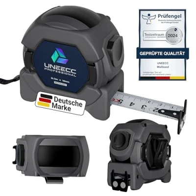 Abbildung von UNEECC Premium Maßband 3m Auto Lock Automatische Band Verriegelung Bandmaß Magnethaken Massband Extrem Robust Rollbandmaß