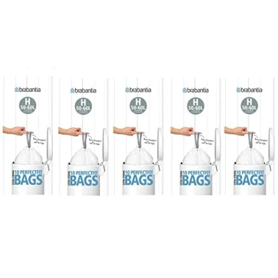 Abbildung von 5 x Brabantia 10 Stück extra stark passgenau H Größe 5060l Abfall Müllbeutel