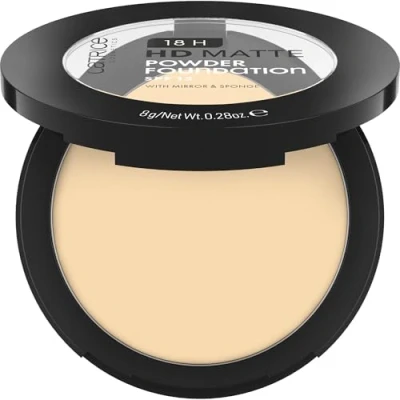 Abbildung von Catrice 18H HD Matte Powder Foundation, Nr. 010W, Nude, langanhaltend, mattierend, matt, für unreine Haut, vegan, ölfrei, UVA und UVB Filter + SPF 15, ohne Parfüm, 1er Pack (8g)
