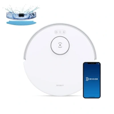 Abbildung von ECOVACS DEEBOT N20, Saugroboter mit Wischfunktion, Anti Haar Verhedderung, 300 Minuten Laufzeit, 20 mm Türschwellen, TrueMapping Intelligente Pfadplanung, White