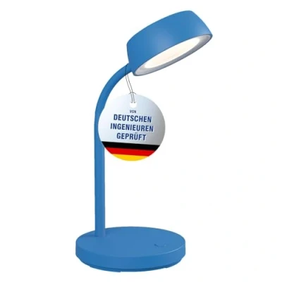Abbildung von Maul Schreibtischlampe LED MAULabby Kleine mit Standfuß Moderne Tischlampe für Schreibtisch, Büro Flexible Lampe 3000K warmweißem Licht Blau