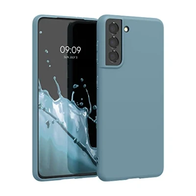 Abbildung von kwmobile Hülle kompatibel mit Samsung Galaxy S21 weiches TPU Silikon Case Cover geeignet für kabelloses Laden Arctic Night