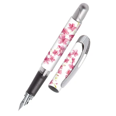 Abbildung von Online Füller College Cherry Blossom, Tinten für Rechtshänder, ergonomisches Griffstück, hochwertige Iridium Feder medium, Standard Tintenpatronen, inkl. Kombipatrone 1 Stück (1er Pack)