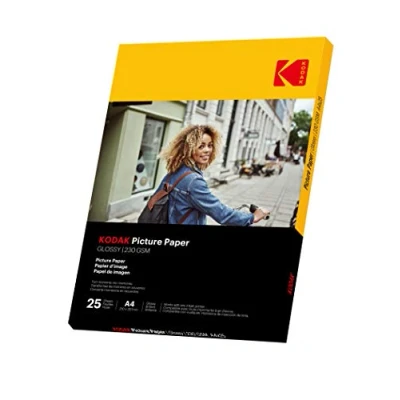 Abbildung von Kodak 9891266 Fotopapier, 230 g/m², glänzend, A4 (21 x 29,7 cm), Tintenstrahldrucker