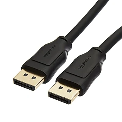 Abbildung von Amazon Basics DisplayPort auf 1.4 Kabel mit einer Videoauflösung von 4K bei 120 Hz, 8K 60 HDR Unterstützung, 0.9 m, Schwarz