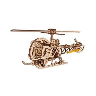 Abbildung von UGEARS Mini Hubschrauber 3D Holzpuzzle Bausatz Einzigartige Puzzles für Erwachsene Realistisches mechanisches Modell und Teenager