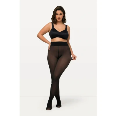 Abbildung von Ulla Popken Damen Strumpfhose, 50DEN, Warm&amp;Transparent Groß Übergröße, Schwarz, 52 54