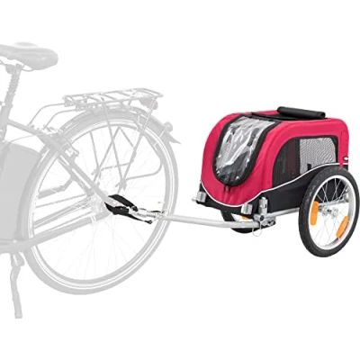Abbildung von TRIXIE Hundeanhänger für das Fahrrad 36 x 34 57 cm bis zu 15 kg faltbarer Hundefahrradanhänger mit Bremsen Signalwimpel und Anhängerkupplung, 12813
