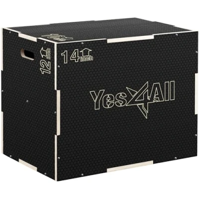 Abbildung von Yes4All CFL8 3 in 1 Plyo Box aus Holz mit rutschfester Oberfläche, 40,6 cm x 35,5 30,4 cm, Plyometric Plattform für Sprungtraining, Jump Boxes Home Gym Übung und Outdoor Workout