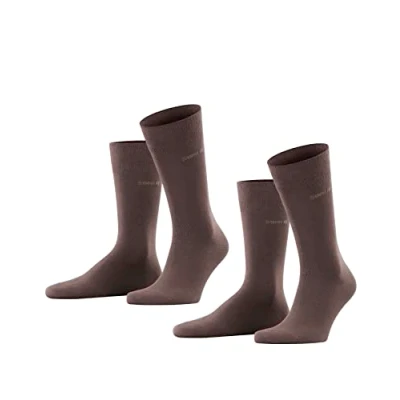 Abbildung von ESPRIT Herren Socken Basic Uni Multipack M So Baumwolle einfarbig 2 Paar, Braun Dark Brown 5230, 43 46