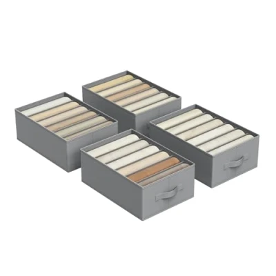 Abbildung von SONGMICS Kleiderschrank Organizer 2er Set, Aufbewahrungsbox 6 Fächer, Schubladen Ordnungssystem, Ordnungsboxen faltbar, 42 x 30 17 cm, für Hosen, Kleidung, Taubengrau RUS009G02