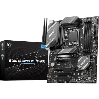 Abbildung von MSI B760 GAMING PLUS WIFI Mainboard, ATX Unterstützt Intel Core Prozessoren der 14., 13. und 12. Generation, LGA 1700 DDR5 6800+MHz/OC, 2 x PCIe 4.0 x16, M.2 Gen4, 2.5G LAN, Wi Fi 6E