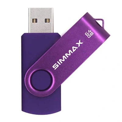 Abbildung von SIMMAX USB Sticks 64GB Flash Laufwerk Rotate Metall 2.0 Speicherstick (64GB Lila)