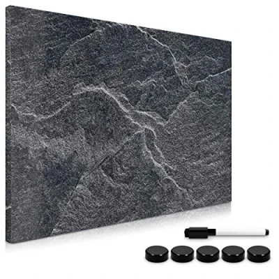 Abbildung von Navaris Magnettafel Magnetpinnwand Memoboard zum Beschriften 60x40 cm Notiztafel div. Designs Tafel abwaschbar mit Halterung Magneten Stift