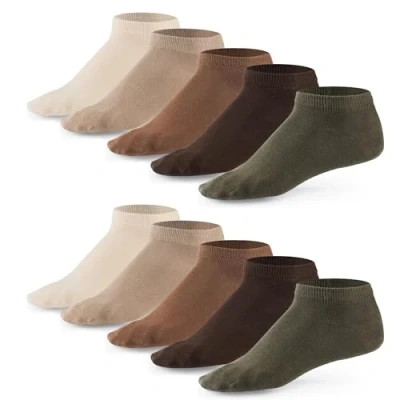 Abbildung von Mat and Vic&#039;s Sneaker Socken Herren Damen OEKO TEX Baumwolle 5 10 Paar Sneakersocken Kurze Sportsocken Halbsocken Socks Unisex Schwarz Weiß Grau Bunt, 43 46, Earth Colors