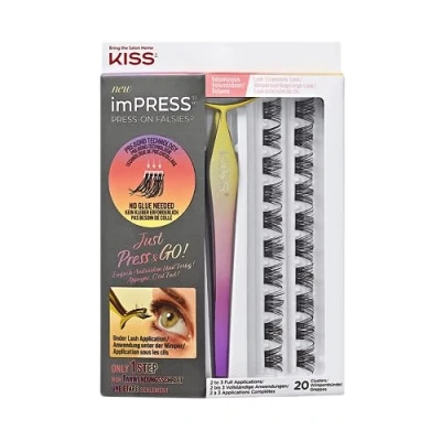 Abbildung von KISS imPRESS Press On Falsies, selbstklebende Wimpern, Kein Kleber, künstliche Lash Cluster, Voluminous, 20 Cluster + Applikator
