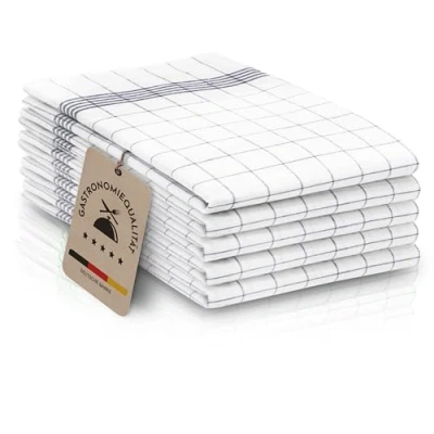Abbildung von ZOLLNER 5er Set Geschirrtücher Baumwolle in 50x70 cm super saugstarke und langlebige Küchentücher waschbar bis 95C grau weiß kariert Gastronomiequalität Oeko Tex® Zertifiziert