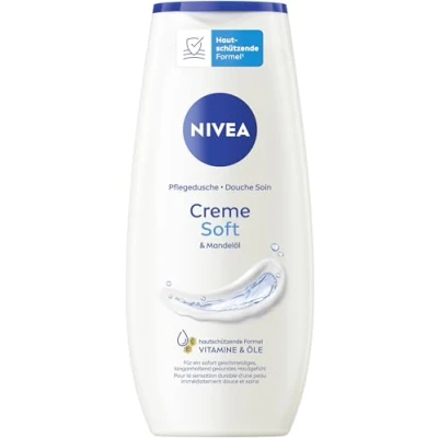 Abbildung von NIVEA Creme Soft Pflegedusche, Duschgel mit Vitaminen und wertvollen Ölen, feuchtigkeitsspendende pH hautneutrale Cremedusche mildem Duft (250 ml)