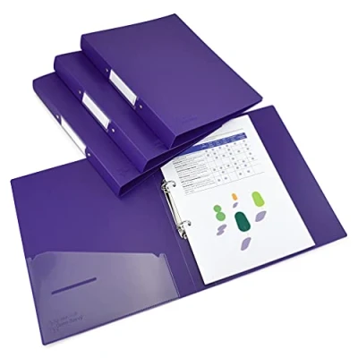 Abbildung von Rapesco 1663 Germ Savvy antibakteriell, A4 25 mm 2 Ring PP Ringordner, 35mm Rücken, Violett, 4 Stück