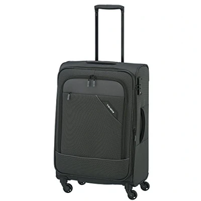 Abbildung von paklite Reisekoffer 4 Rollen, Weichschalen Rollkoffer mittelgroß, erweiterbar, DERBY, Stilvoller Trolley mit Dehnfalte, TSA Schloss, 66 cm, 69 79 Liter