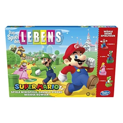 Abbildung von Hasbro Das Spiel des Lebens Super Mario Brettspiel für Kinder ab 8 Jahren, Minispiele Spielen, Sterne sammeln und gegen Bowser kämpfen