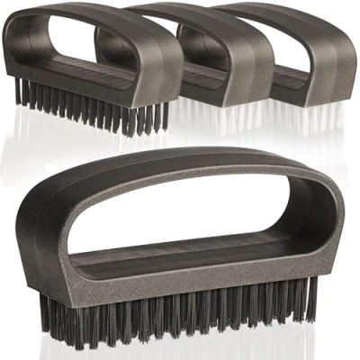Abbildung von Hausfelder Handbürste mit Griff Nagelbürste hart Fingernagelbürste Handwaschbürste 4er Set (Schwarz und Weiß (harte weiche Borsten), Set)