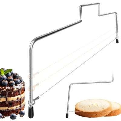 Abbildung von Menz Tortenschneider Tortenbodenschneider 32 cm, Edelstahl Kuchenschneider höhenverstellbar, Tortensäge zum einfachen Schneiden des Tortenbodens in gleichmäßige Schichten