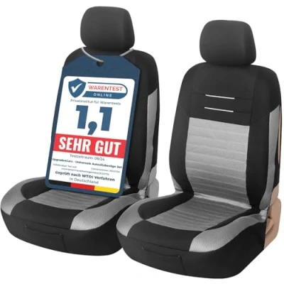 Abbildung von Upgrade4cars Auto Sitzbezüge Vordersitze Grau Schwarz Sitzbezug Set Universal Schonbezüge für Fahrersitz &amp; Beifahrer