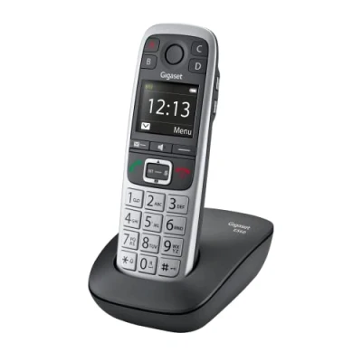 Abbildung von Gigaset E560 Schnurloses Senioren DECT Telefon Notruftaste für 4 SOS Nummern, seitliche Extra Laut Taste, Freisprechfunktion, Tastenfeld mit extragroßen Tasten, silber [Deutsche Version]