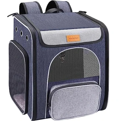 Abbildung von Katzenrucksack Hunderucksack bis 5kg für Katzen und Kleine Hunde, Morpilot Faltbare Rucksack Hunde mit Innerer Sicherheitsleine Haustiermatte Haustierschale