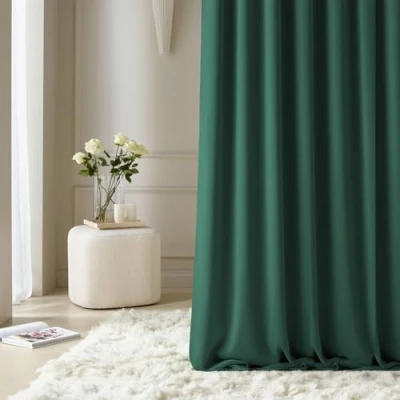 Abbildung von ROOM99 Vorhang mit Kräuselband Aura 140 x 250 cm Breite Höhe Schiebegardinen Modern Curtain Wohnzimmer Schlafzimmer Flaschengrün, 1 Stück