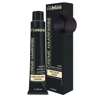 Abbildung von FemMas Haarfarbe Dunkelbraun Schokolade Intensiv 3.99 I Creme mit Arganöl, Keratin &amp; Ceramiden dauerthafte Haarfärbung oder Tönung für strahlende Farbergebnisse 100 ml