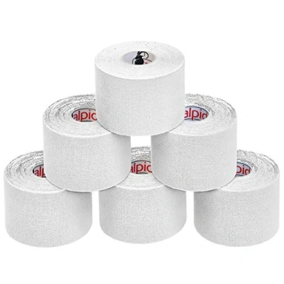 Abbildung von ALPIDEX Kinesiologie Tape 1/3/ 6/12 Rollen Viele Farben 5 m x cm Anwendungsbroschüre Elastisch Wasserfest Hautfreundlich Physio Muskel Set, Farbe:weiß, Menge:6