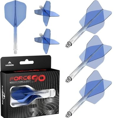 Abbildung von Mission Darts Force 90 Integriertes präzisionsgeformtes Dart Flight und Schaftsystem, Packung mit 3 professionellen, sehr langlebigen kombinierten Flights Schäften, Standard Nr. 6