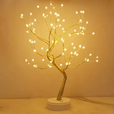 Abbildung von Kinamy LED Baum Lichter, Lichterbaum, Licht Warmweiß Verstellbare Äste, 108 Lampe Dekobaum Belichtet Baumbeleuchtung Innen Deko,USB/Batteriebetrieben