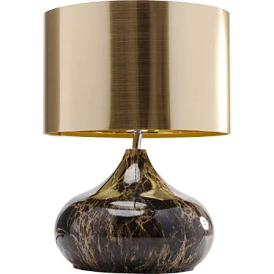 Abbildung von Kare Design Tischlampe Mamo Deluxe Braun/Gold, Tischleuchte, Schreibtischlampe edel, Nachttischlampe, Schreibtischlampe, Leuchtmittel nicht inklusiv, Dekoleuchte, 41x30x30cm (H/B/T)