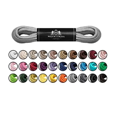 Abbildung von Mount Swiss Luxury Schuhbänder I Wasserabweisende und reißfeste Schnürsenkel rund ø 2 3 mm aus feiner Baumwolle/gewachst Farbe: Light.Grey, Länge: 100 cm