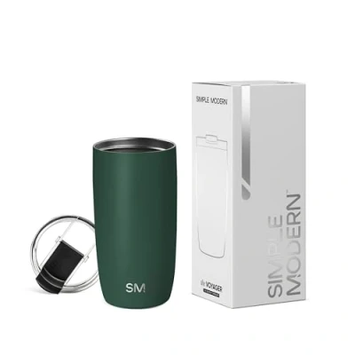 Abbildung von Simple Modern Reisebecher für Kaffee Trinkbecher Becher mit Klappdeckel Isolierter EdelstahlEiskaffeebecher Geschenke Frauen und Männer Voyager Sammlung 470ml Forest