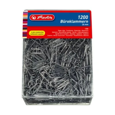 Abbildung von Herlitz 10411007 Büro Aktenklammern 26mm verzinkt, 1200er Transparentbox
