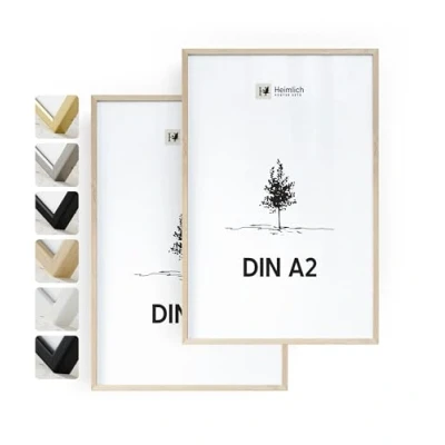 Abbildung von Heimlich® Bilderrahmen A2 42x59,4 cm, Eichenholz, 2er Pack Mittelgroße Posterrahmen Nur zur Wandmontage