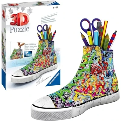 Abbildung von Ravensburger 3D Puzzle 12535 Sneaker Graffiti Praktischer Stiftehalter 108 Teile Schreibtisch Organizer für Kinder ab 8 Jahren, Coole Sachen Jungs und Mädchen