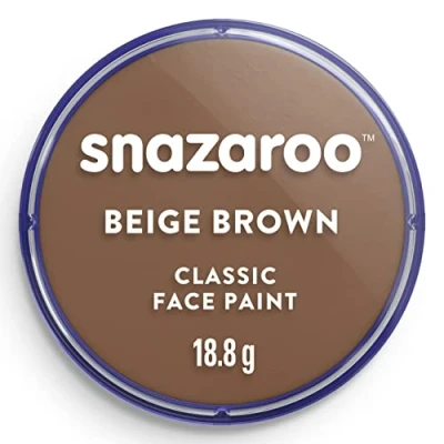 Abbildung von Snazaroo 1118911 Schminkfarbe Beigebraun, 18ml Topf hautfreundliche Gesichtschminke auf Wasserbasis, wasservermalbar, parabenfrei, Face &amp; Bodypaint Farbe für Kinder Erwachsene