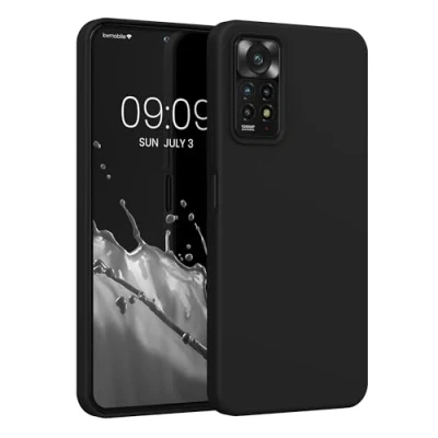 Abbildung von kwmobile Hülle kompatibel mit Xiaomi Redmi Note 11 Pro/Note Pro (5G) / 12 (4G) Silikon Handy Case Handyhülle weiche Oberfläche kabelloses Laden Schwarz