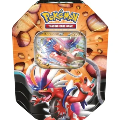 Abbildung von Pokémon Sammelkartenspiel: Tin Box Schlagkräftige Legenden: Koraidon ex (1 holografische Promokarte &amp; 4 Boosterpacks)