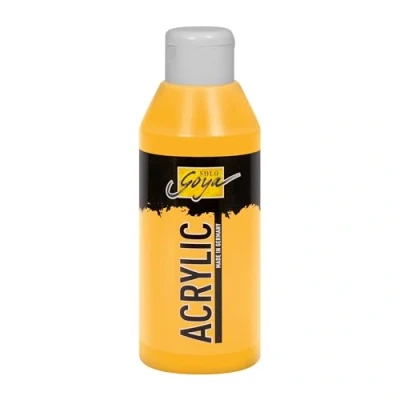 Abbildung von KREUL 84205 Solo Goya Acrylic indischgelb, 250 ml Flasche, cremige vielseitig einsetzbare Acrylfarbe in Studienqualität, auf Wasserbasis, schnell und matt trocknend, gut deckend, wasserfest