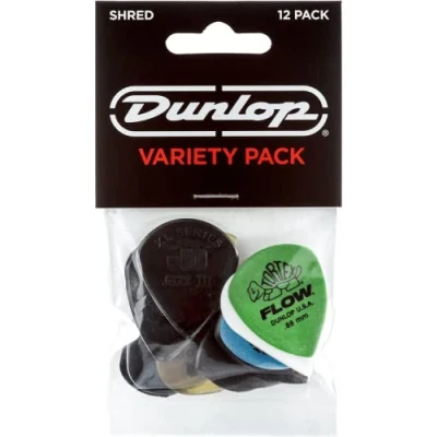 Abbildung von JIM DUNLOP Plektrum Variety Pack Tortex Shred, 12 Stück, Multicolor, ulex, tortex, delrin, flow, jazz III, Max grip