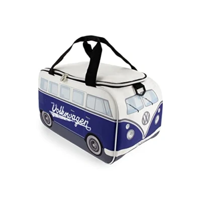 Abbildung von BRISA VW Collection Volkswagen isolierte Kühl Wärme Thermo Picknick Lunch Tasche Box für Lebensmittel im T1 Bulli Bus Design (Weiß &amp; Blau/25 Liter)