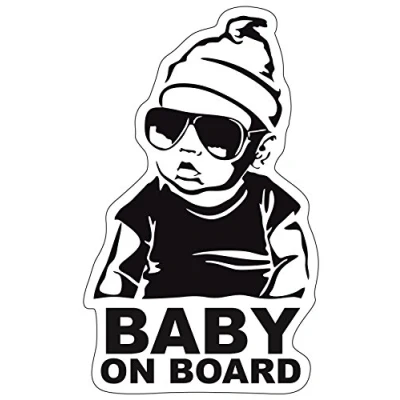 Abbildung von Baby on Board Aufkleber 12x7cm Auto Sticker Finest Folia Autoaufkleber UV Wetterfest Wasserfest Hangover R042 (Junge, Board)