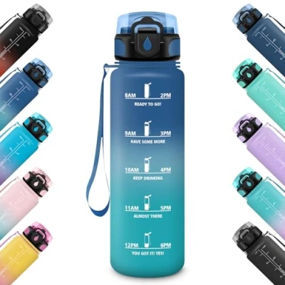 Abbildung von Honeyholly Trinkflasche 500ml, Auslaufsicher mit Zeitmarkierung, Trinkflasche, Motivierende, Wasserflasche, Sport, Kohlensäure Geeignet, für Laufen, Radfahren, Schule